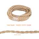Helunsi 32.8ft Twisted Electric Rope Light, 18/2 Hemp Rope Covered Lamp Twisted Wire, 18-Gauge Vintage Light Pendant Cord, Antique Industrial Electrical Wire Rope