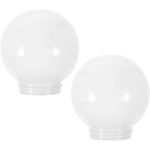 PRETYZOOM 2-Pack 3.93In White Acrylic Spherical Lampshade Replacement Outdoor Ball Lamp Shade for Ceiling Light Fixture Globe Covers