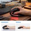 Ergonomic Mouse, Bluetooth and 2.4G Dual Mode Rechargeable Wireless Vertical Mouse, 800/1200/1600 Adjustable DPI, Quiet Clicks,6 Buttons,2.4GHz USB-A Optical Mice for Laptop/MacBook/PC/Desktop-Black
