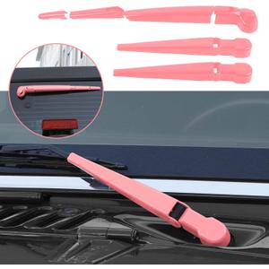 Windshield Wiper Blades Trim Cover,Front & Rear Window Wiper Arm Blade Kit Decoration Accessories for Jeep Wrangler JK JKU 2007-2017 (Pink)