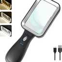 10X Magnifying Glass with Light, Rechargeable Magnifier with 3 Color Modes, Lighted Magnifying Glass Handheld for Seniors Reading Low Vision, Inspection, Close Work