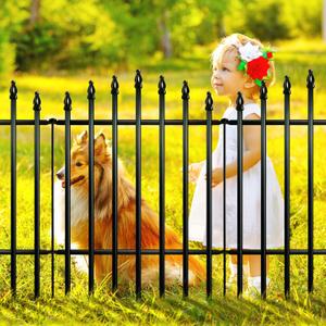 Metal Garden Fence 32" H x 24" W (5 Panels, 10 Ft Total) Rustproof Animal Barrier No Dig Decorative Fencing for Dogs,Pet, Yard,& Patio, Easy Installation