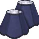 Small Lamp Shades Set of 2, ALUCSET Bell Lamp Shade Petal Edge Braid, 6" Top x 12" Bottom x 8.5" High (Spider) Table Lamp Shade, Modern Lampshade Replacement, Blue Scalloped Lampshades, Easy Assembly