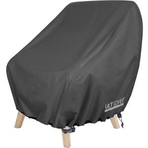 ULTCOVER Waterproof Patio Chair Cover Outdoor Lounge Deep Seat Single Lawn Chair Cover Fits Up to 32W x 34D x 34H inches, Black