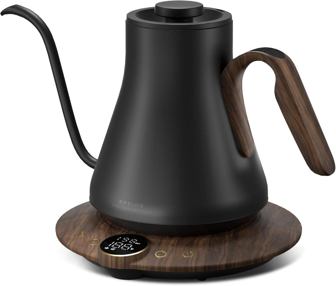 Electric Kettles, INTASTING Gooseneck Electric Kettle, 1 Temperature Control, Stainless Steel Inner, Quick Heating, for Pour Over Coffee, Brew Tea, Boil Hot Water, 1500W/0.9L (Glossy Black)