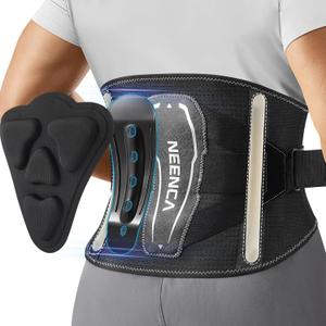 NEENCA Back Brace for Lower Back Pain with Bionic Support System, Adjustable Lumbar Support Belt for Women & Men with Lumbar Support 3D Pad, Breathable Mesh for Herniated Disc, Sciatica, Scoliosis  (Large, Black-Single)