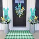 CAINANEL Buffalo Plaid Outdoor Rug Green and White Spring Door Mat Layering Rug Welcome Doormats for Spring Easter Farmhouse Entrance Porch Outdoors Decor