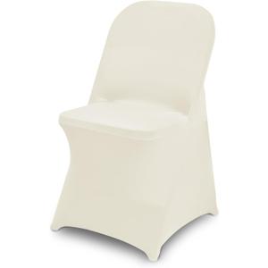 1 Pack Ivory Spandex Stretch Folding Chair Covers for Wedding Party,Universal Fitted Washable Dining Seat Slipcovers Protector Decoration for Holiday Banquet Birthday Celebration Event