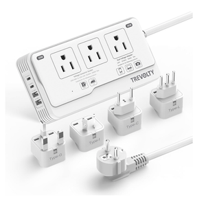 2000W Voltage Converter US to Europe for Hair Dryer, 220V to 110V Converter for European Travel with 3 AC 2 USBC 2 USBA Ports, European Travel Plug Adapter with Type C/G/I/L (White)