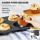 HONGBAKE Nonstick Jumbo Muffin Pan, 2 Pack Large Cupcake Tin for Baking, Cup Cake Tray, 3.5dia, 6 Cup, Premium, Extra Thick, Dishwasher Safe