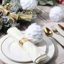 Soulchen 6 Pcs Farmhouse Rustic Crochet Christmas Ball 3.5 Inch Neutral Christmas Ornaments Handmade Chunky Knitted Cozy Xmas Tree Decor Ball Neutral Hanging Decoration for Xmas Tree(White)