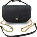 Tory Burch Emerson Top Handle Women's Saffiano Leather Crossbody Bag (Black)