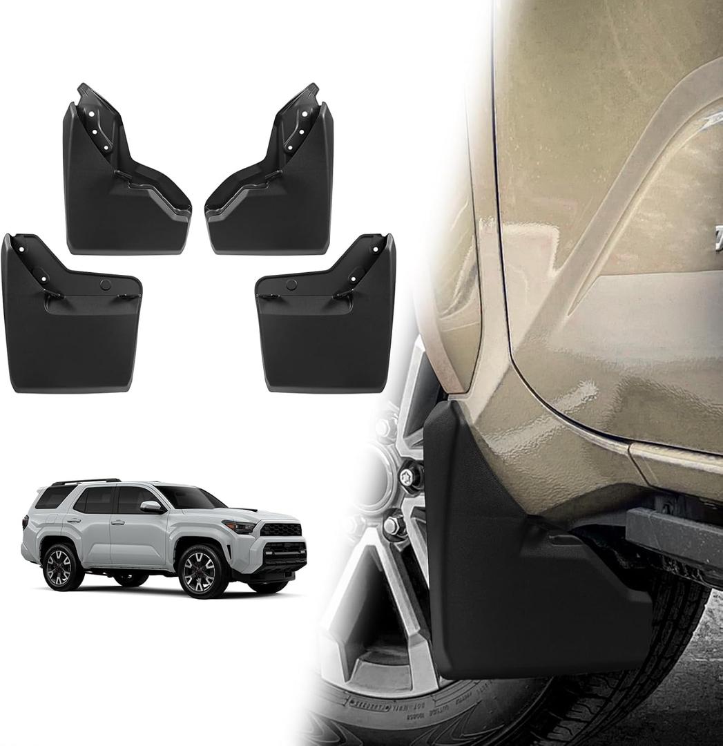 Muslogy Mud Flaps Splash Guards Compatible with Toyota 4Runner 2025 2026 Accessories 6Gen 4Runner Front and Rear Mud Guards 4PCS Drilling Heavy Duty Fender Mudguards Kit with Hardware Accessories