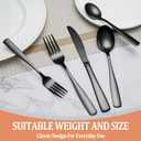 20 Pcs Black Silverware Set, Food-Grade Stainless Steel Flatware Set for 4, Square Cutlery Set, Mirror Polished Tableware Eating Utensils Set for Kitchen, Include Knife Fork Spoon Set,Dishwasher Safe
