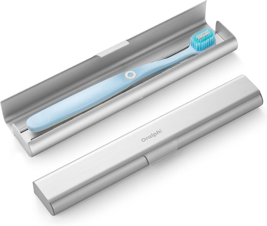 Aluminum Toothbrush Travel Case, Portable Travel Toothbrush Holder, Durable Manual Toothbrush Box Container for Traveling, Bathroom, Camping, Business Trip-1Pack Silver