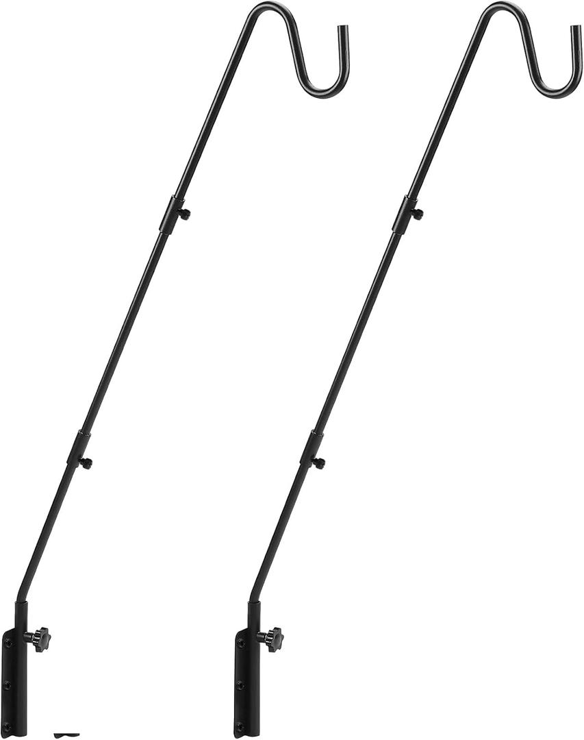 2Pack Bird Feeder Pole,36 Inch Bird Feeder Hanger,Plant Wall Mount,Flower Pots, Blankets, Lanterns, Wind Chimes and More (Wall pole 2packs)