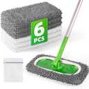 6 Pack Reusable Mop Pads Compatible with Swiffer Sweeper Mop, Wet and Dry Chenille Sweeping Cloths, Washable Pads Refill, Microfiber Pads for Multi-Surface/Hardwood Floor Cleaning (Gray, White)