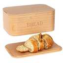Danfoxer Bamboo Bread Box for Kitchen Countertop, Curved Bamboo Bread Boxes with Cutting Board Lid, Wooden Bread Storage, Bread Container Airtight, Food Storage for Kitchen Counter(Natural)