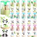 AmazingSpark 15 Pack Christmas Mini Drawing Colored Pencils Bulk Cute Animal Cartoon Drawing Pencils for Kids with Sharpener Portable Color Tube Gift for Painting Classroom School(Panda)