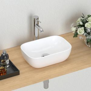J-FAMILY 14.5'' x 10'' Bathroom Small Vessel Sink Above Counter White Porcelain Ceramic Sink Bowl Small Vanity Sink Lavatory Wash Basin