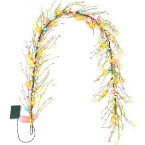 CENMORISE 6 Foot Easter Egg Garland-Easter Garland with Lights Colorful Berry Battery Operated Auto Timer for Spring Summer Holiday Party Office Decoration