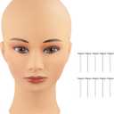 Bald Mannequin Head Female Professional Wig Head for Wig Making Displaying Wigs Hat Eyeglasses with T-Pins (Skin Color 20inch)