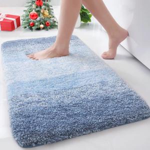 Arotive Microfiber Bathroom Rugs, Shaggy Soft and Absorbent Bath Rug, Non-Slip, Thick Plush Machine Washable Dry Bath Mats for Bathroom, Tub and Shower, 24x16, Light Blue, Rectangular