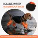 Pezluxe Dog Suspender Boots, Waterproof Anti-Slip Dog Rain Boots with Adjustable Strap for Small Medium Large Dogs, Reflective Paw Protector Pet Shoes for Outdoor Walking, Rain Snow Hiking, Orange, M