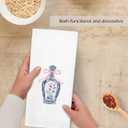 Chinoiserie Champagne Kitchen Towels - Blue and White Coquette Porcelain Champagne Dish Hand Tea Towels, Preppy Decorative Towel for Bathroom Kitchen, 16x24 Inch