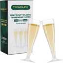 FOCUSLINE 100 Pack 4.5 Oz Plastic Champagne Flutes, Clear Plastic Champagne Glasses, Disposable Toasting Glasses Recyclable Cups for Wedding Party