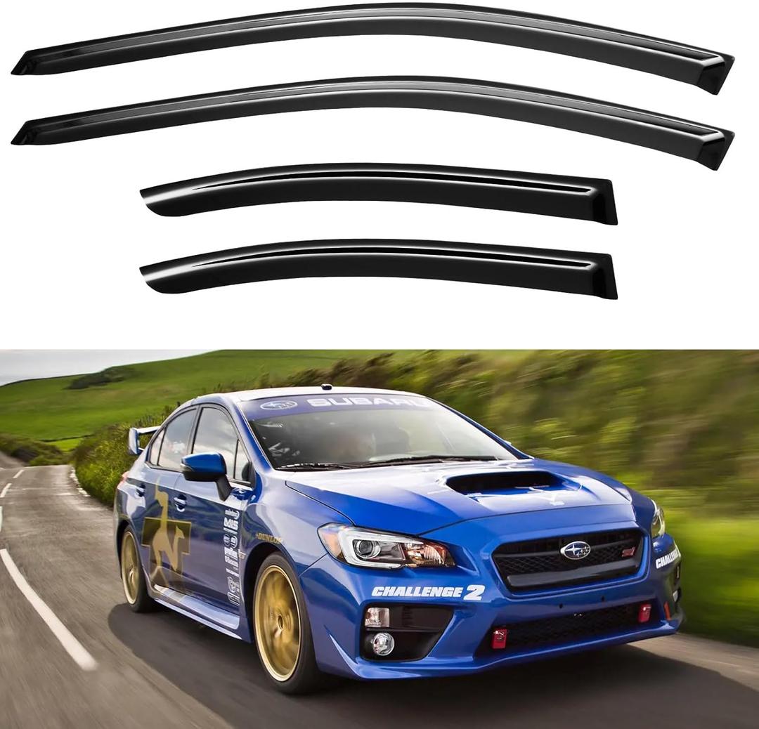 Window Visors Rain Guards Shield Compatible with 2015-2021 Subaru WRX, Window Wind Deflectors Vent Shades for 15-21 Premium Limited STi (Y273SW)