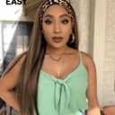 GORGIUS Glueless Straight Headband Wig Brown Highlight Wig with Head Band Put On and Go Synthetic Headband Wig Mix Colored 20 Inch Long Straight Wig (Color 4/27)