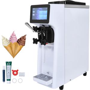 VEVOR Soft Serve Ice Cream Machine for Commercial Use, 10-15L/H Production, 1000W, Single Flavor, Countertop Design with 4L Hopper & 1.6L Cylinder, Touch Control, Auto Cleaning & Pre-Cooling, Ideal