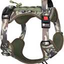 PHOEPET No Pull Tactical Dog Harness,Service Dog Vest with Molle & Loop Panels,Easy Control with Handle for Small Dogs(Army Green,S)