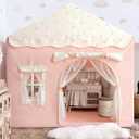 Kids Play Tent with Double Door Children's Playhouse Tents - Portable Fantasy Adventure Castle for Girls, Kids Tent with Mat, House Toys for Girl Birthday, Christmas House Gift
