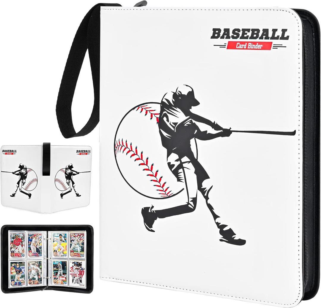 ProCase 4-Pocket Baseball Card Binder Fits 440 Cards, Sport Trading Card Album Book with 55 Sleeves for Baseball Colletible Card Holder -Medium (White)