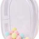 Clear Figure Display Bag with Keychain for 18cm Plush Doll, Doll Carrying Case Keychain Pouch Charms Blind Box Case for Collectibles (Large, White)