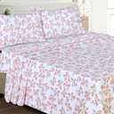 RUVANTI 100% Cotton Sheets Queen Size Percale Bedding, Cooling & Breathable Floral Design, Durable with a Crisp, Soft & Comfortable Feel, 16" Deep Pocket, 4-Piece Set, Bloomex