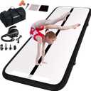 DOBESTS Inflatable Air Gymnastics Mat Tumbling Mat Tumble Track Gymnastics Training for Kids Home 6.6 feet 10 feet 13feet 16feet 20feet 4/8inch Thick for Cheerleading Dance Yoga Cheer Water With Pump (Black)