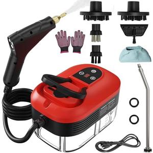 Portable Steam Cleaner, 2500W Pressurized Handheld Steam Cleaner with 1.2L Water Tank, 6 Levels Steam Output, Cleaning Steamer for Cleaning Home Furniture, Bathroom, Car Detailing (Red)