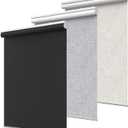 GENIMO 100% Blackout Roller Window Shades, Window Blinds Cordless with Thermal Insulated, UV Protection Fabric, Mini French Door Blinds for Home, Office, Bedroom, Easy to Install, Black, 70" W X 75" H