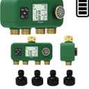 MOES 4 Zone Water Timer for Garden Hose, Heavy Duty Solid Brass Inlet & Outlets, Programmable Sprinkler Timer Battery Operated, 4 Way Faucet Valve with Sequential Watering (Non-WiFi)