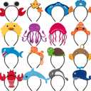 16 Styles of Felt Fabric Headband for Under The Sea Party Decorations, Ocean Animal Themed Party Favors, Beach, Pool, Mermaid, Zoo Parties Supplies, Kid Birthday Dress-up Hair Hoop, Halloween Costumes