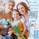 4 Pcs 60 and Fabulous Tumbler 60th Birthday Gifts for Women Inspirational 12oz Marble Stainless Steel Insulated Tumbler Sixty and Fabulous Makeup Bag Wine Sign Keychain Socks, 60th