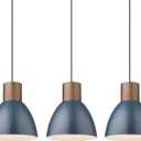 ELYONA 3 Pack Hammered Pendant Lights 7 Small Metal Solid Wood Hanging Light Fixtures Adjustable Height Industrial Pendant Lighting for Kitchen Island Dining Room Bedroom Bar Office, Modern Blue