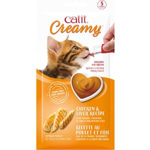 Catit Creamy Lickable Cat Treat, Chicken & Liver, 5-Pack | Hydrating and Healthy Treat for Cats of All Ages (EXP 09/12/26)