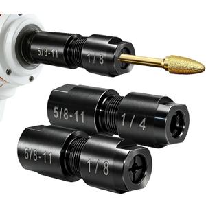 2-Pack Angle Grinder to Die Grinder Adapter, 5/8-11 to 1/4" & 1/8" Collet, Heavy-Duty Metal Conversion Kit for Rotary Burrs, Wood Carving & Metal Polishing, Fits Angle Grinders, Drills & Rotary Tools