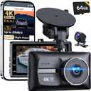 X18 4K Dual Dash Cam Front and Rear, Free 64GB Card Support 256G Max, 5.8G WiFi - up to 20MB/s Fastest Download Speed with App, 4K 2160P/FHD Dash Camera, 3" IPS, G-Sensor,24H Parking Mode