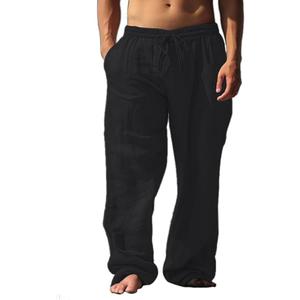 palglg Mens or Womens 100% Cotton Trousers with Elastic Waist & Out-Drawstring for Yoga Pants & Beach Wear.L