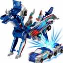Collision Transforming Dinosaur Car Toy, 2-in-1 Magnetic Crash Convertible Robot Dino Toys for Kids Ages 3-12, Perfect Christmas Birthday Gift for Boys & Girls (Blue Dragon)